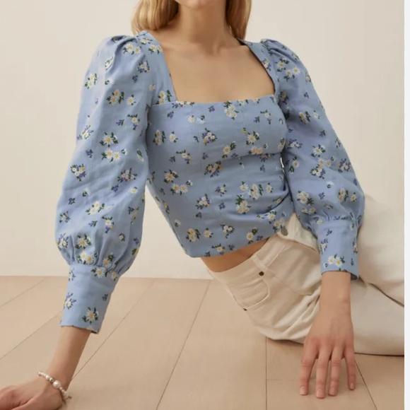 Reformation Stilton Linen Top - Picture 1 of 7